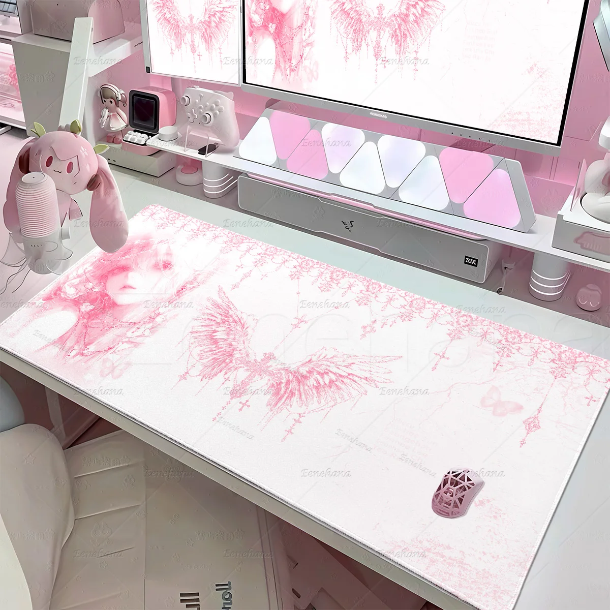 Angel Girls Mouse Pad Bule Pink Anti-slip PC Gamer Laptop Keyboard Accessories Home Office Setup Desktop Carpet for Girl's Gift
