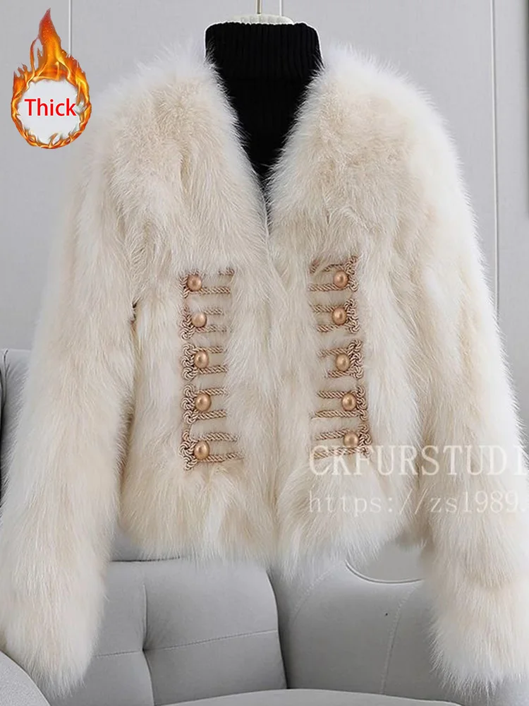 

Fashion Faux Fur Coat Women Korean Slim Elegant Sweet Long Sleeve Jacket Casual Winter Warm Thick V Neck Chic Solid Soft Tops