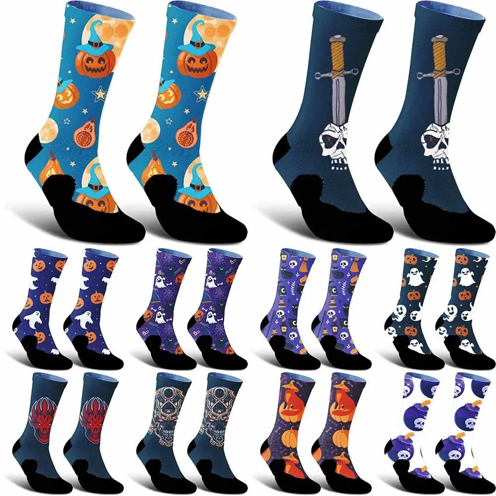 

Новинка 2025, спортивные велосипедные носки с рисунком черепа красного дьявола, впитывающие пот, прочные, дышащие, подходят для любителей спорта на открытом воздухе