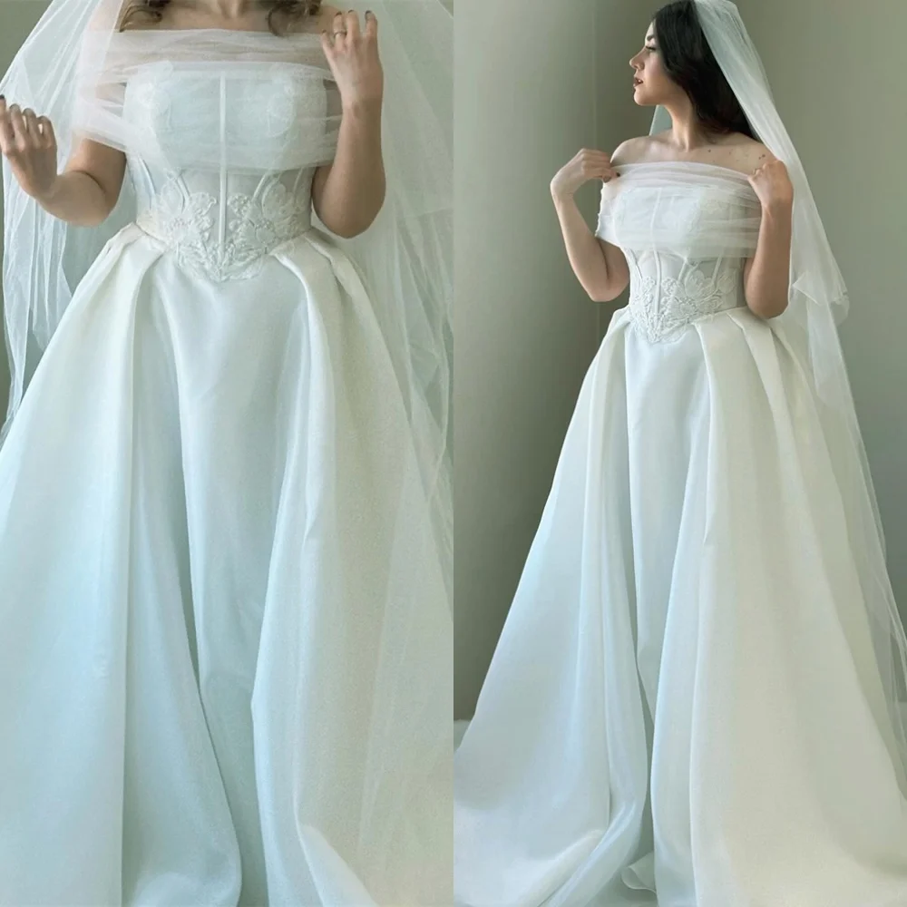 

Customized Modern Wedding Dresses Dreamy Strapless Off the Shoulder Heavy Industry Wedding Classic Dresses 2025 Bride Gowns