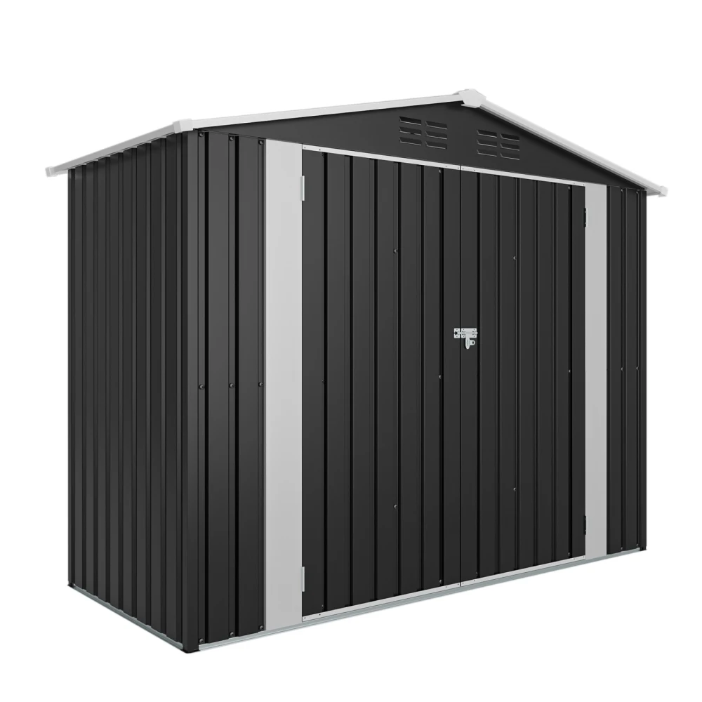 8ft x 4ft Outdoor Metal Storage Shed with Lockable Latch for Backyard, Patio, Lawn,Black(7.81*3.64 FT)