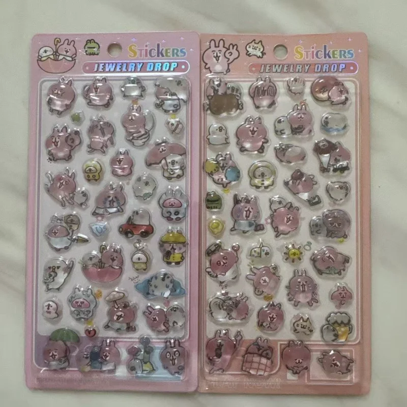 

2Pcs Kawaii Pink Bunny 3D Three-Dimensional Crystal Relief Sticker Creativity Student Handmade Notebook Decoration Girl Gift