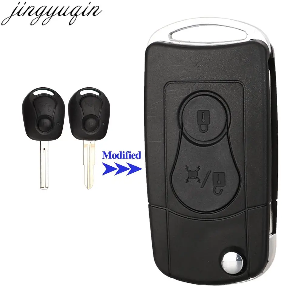 Jingyuqin Remote Car Key Case Shell For SSANGYONG ActYon Kyron Rexton Ⅱ Rexton W 2 Button Modified Fob Replacement