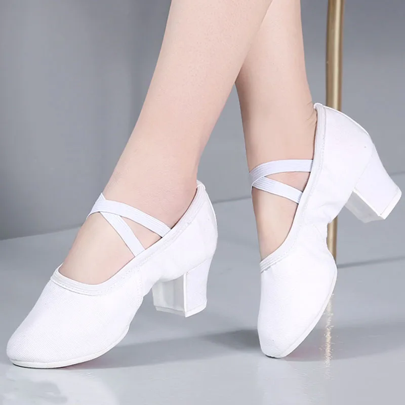 Women Ballet Dance Shoes for Girls Ballroom Teachers' shoes Ladies Modern Tango Dancing Shoes Salsa Training Shoes 5CM Heels