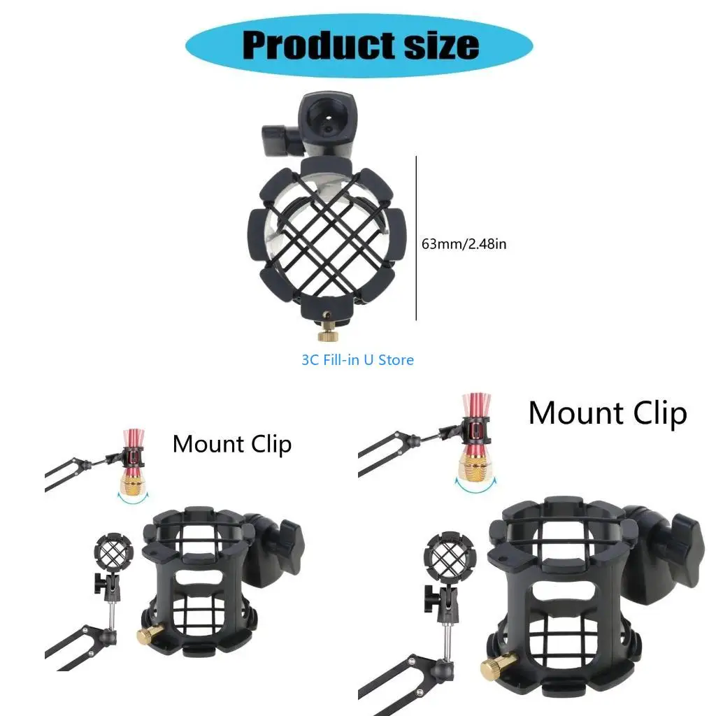 G8TA Universal Mic Shock Mount Holder Stand for 63mm Diameter Studio Condenser Mics