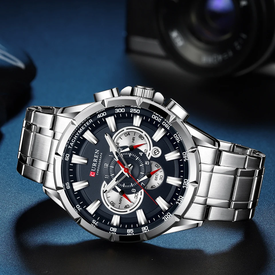 CURREN 8363 Casual Sport Chronograph Men's Watches Stainless Steel