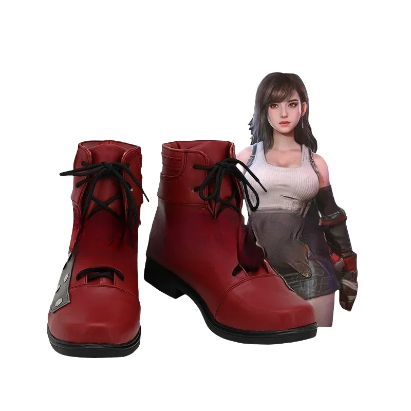 Game Final Fantasy 7 Tifa Cosplay Shoes Boots Props Halloween Party Role Play Custom Made Aksesori