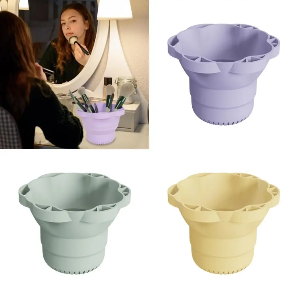 

Silicone Lazy Makeup Brush Cleaner Folding Reusable Powder Puff Cleaning Cup Portable Storage Makeup Brush Holder Beauty Tools