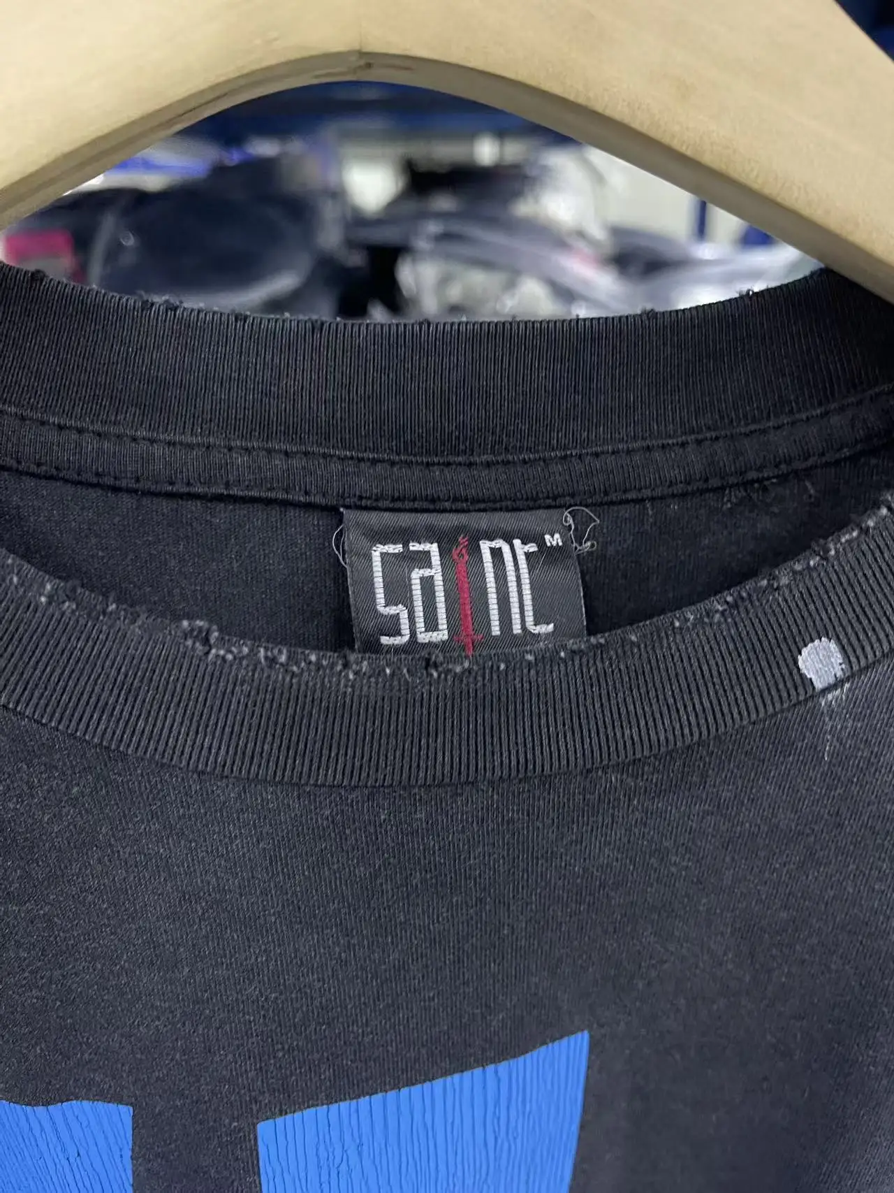 تي شيرت Saint 25SS "klf Exhibition Limited Edition" عتيق مغسول بأكمام طويلة تي شيرت High Street ياباني طباعة أزياء من القطن الخالص