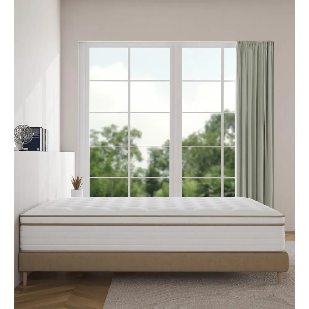 Kingsize witte matras Memory Foam 12 inch King Matrassen in een doos, ademend comfort, voor slaapondersteunende drukontlasting.