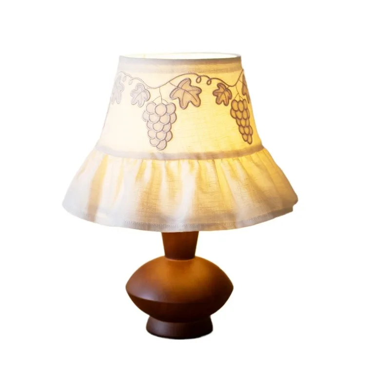 Grape embroidered desk lamp cover, southern French retro French American medieval bedroom bedside linen