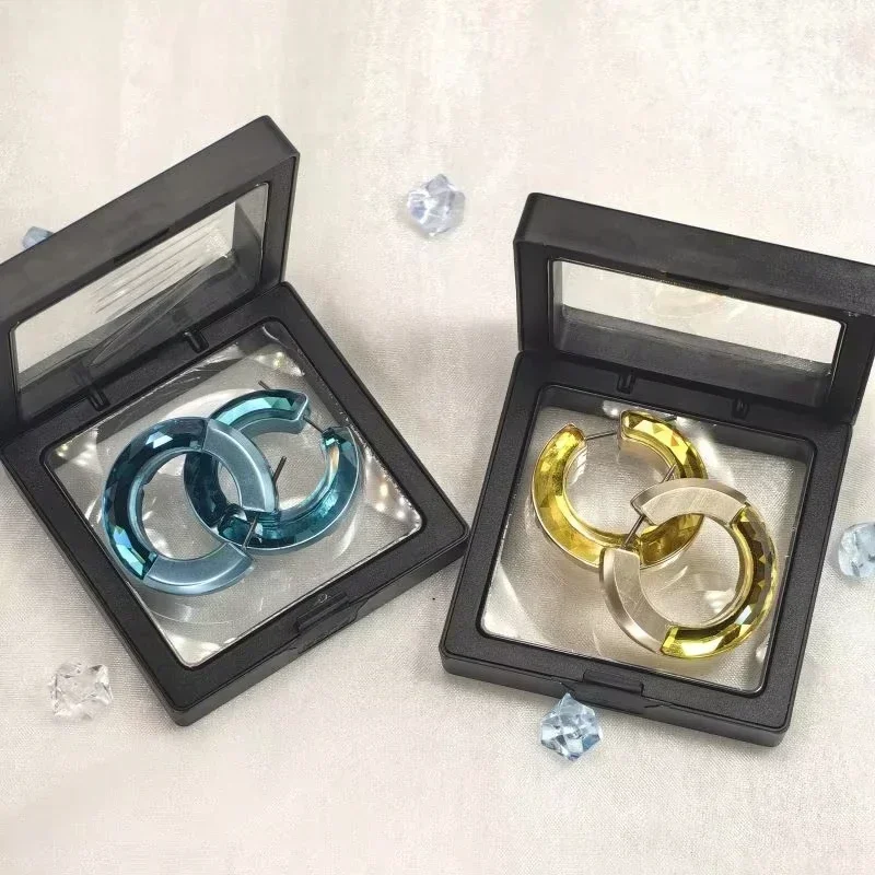 

2025 cat Customized Crystal Transparent Earrings with Animal Logo Round Earrings Perforated Earrings Women High Quality Jewelry