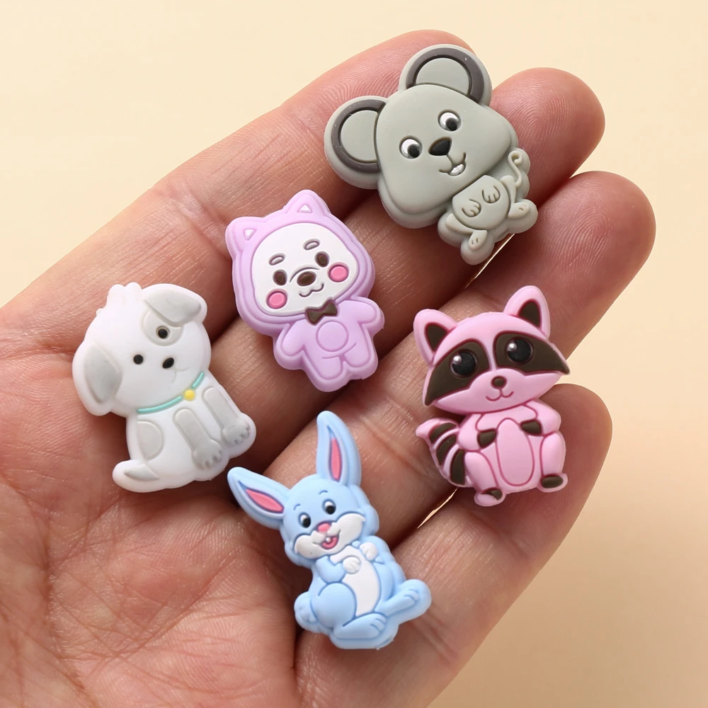 10Pcs New focal Silicone Beads Cartoon Animal Loose Beads DIY Handmade Pen Keychain Necklace Accessories For Jewelry Making