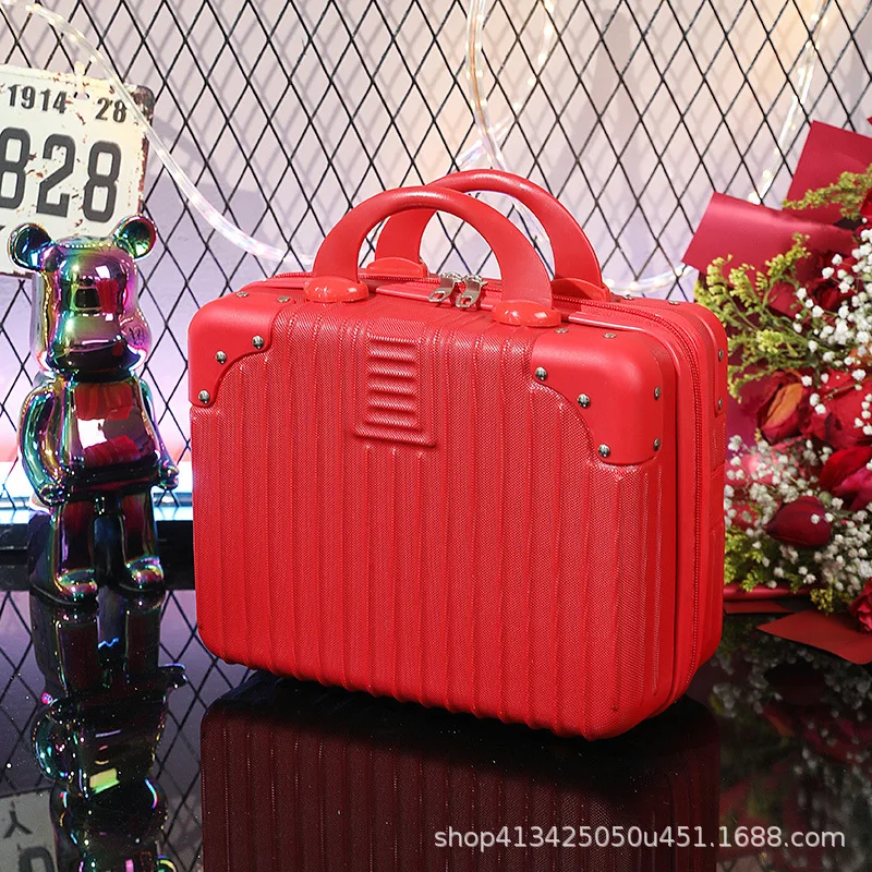 Student Suitcase 14 Inch Solid Color Vintage Small Makeup Case Suitcase Suitcase Mini Holiday Gift Box