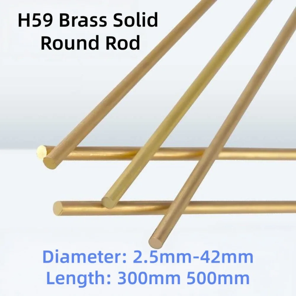 H59 Solid Brass Round Bar Hard Brass Rod 2.5‑32mm Diameter 300/500mm Length High Hardness Metal Shaft DIY Handmade Model