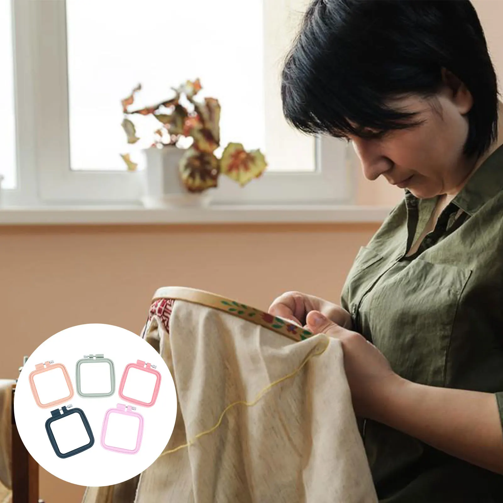 

5Pcs Mini Plastic Embroidery Hoops Square Cross Stitch Frames Reusable Craft Ring for DIY Needlework Home Decor Gift Idea