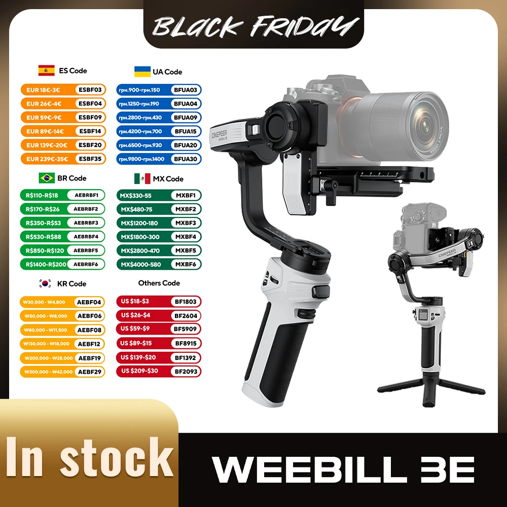 

Официальный стабилизатор камеры ZHIYUN CINEPEER WEEBILL 3E, ручной подвес, 3-осевые подвесы для камер, беззеркальные камеры DSLR