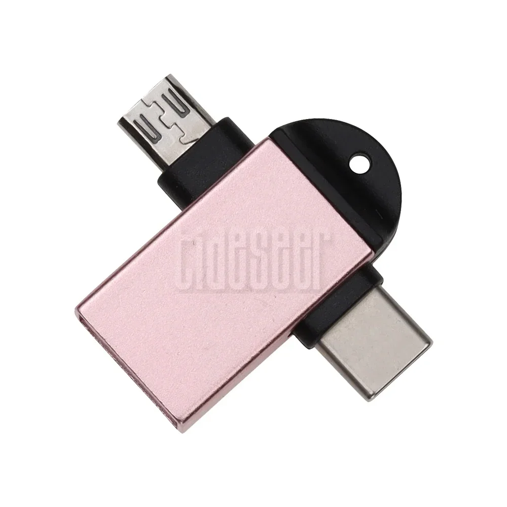 200pcs 2 in 1 OTG Adapter USB 3.0 Female to Type C Micro Usb Male Converter Plug Connector For Samsung Xiaomi Phone Laptop