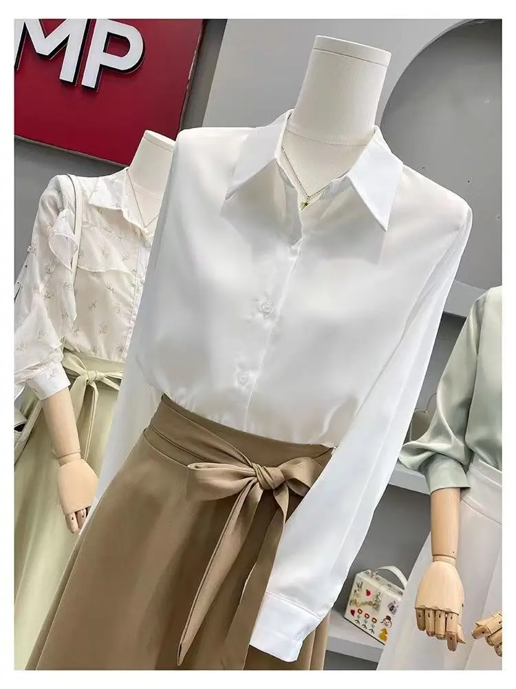 Long Sleeve Chiffon Blouse Shirts Women Blusas  Solid Color Office Lady Wear Simple Korean Fashion Tops Elegant Female Clothes