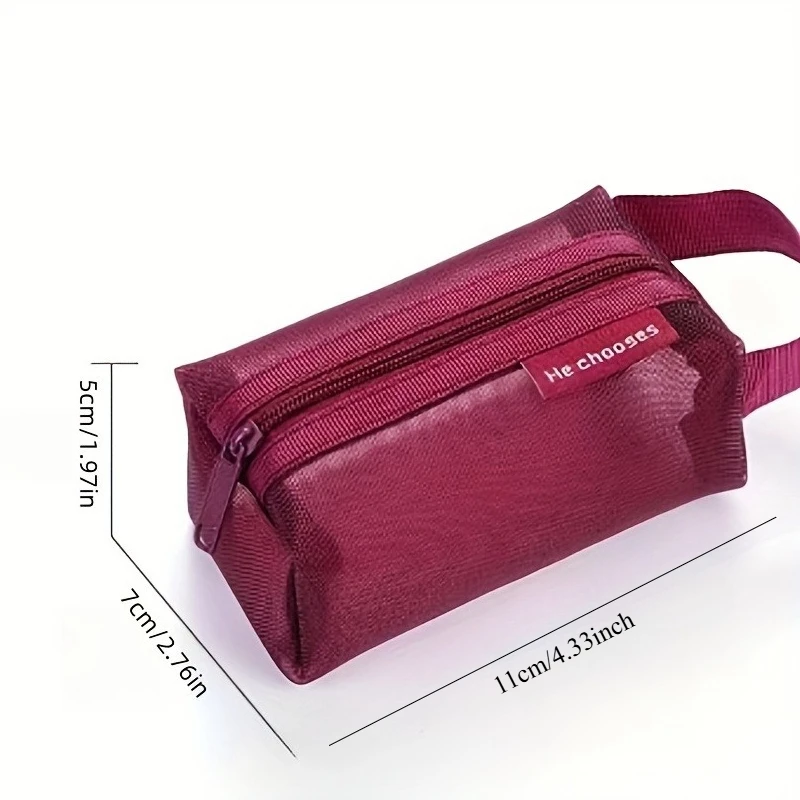 1pc 大容量透明ナイロン小銭入れ - 立体スクエアメッシュキーバッグカードバッグ収納袋