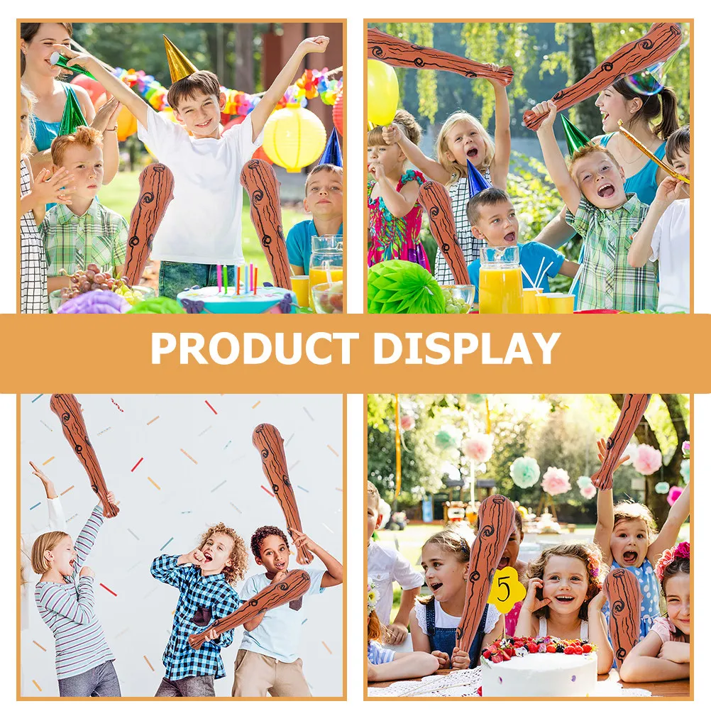 

3Pcs Inflatable Baseball Bat Cheer Props Wood Grain Design Great for Birthday Pool Party Outdoor Sports Events Party Cheering