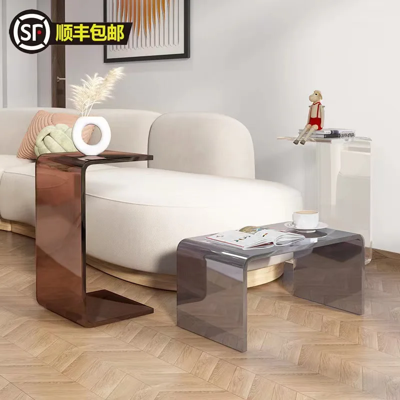 Acrylic coffee table transparent simple Internet celebrity home edge few Nordic bedroom corner few sofa side cabinet bay window