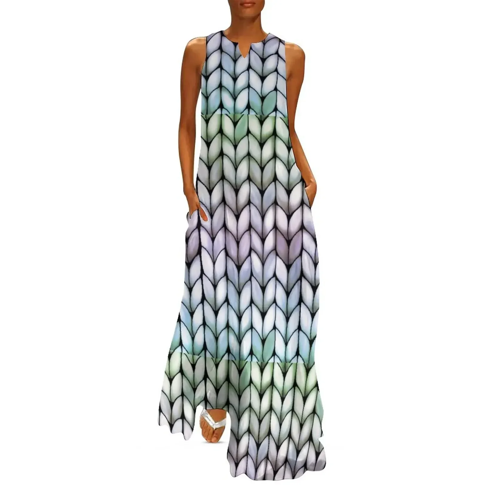 

Chunky Lavender Forest Knit Long Dress clothes for woman Dress