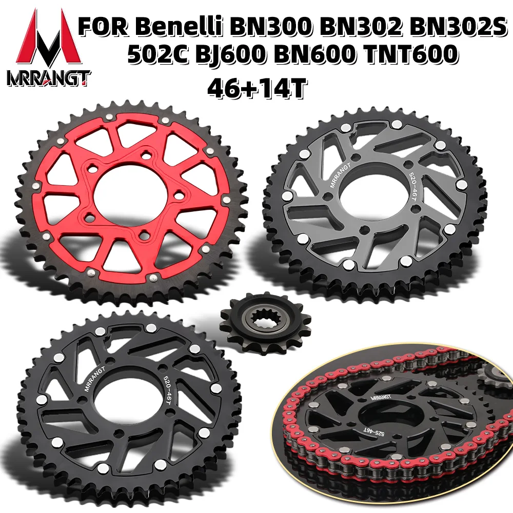 

MRRANGT Motorcycle 14T Pinion Gear 46T Rear Sprocket For Benelli BN300 BN302 BN302S 502C BJ600 BN600 TNT600