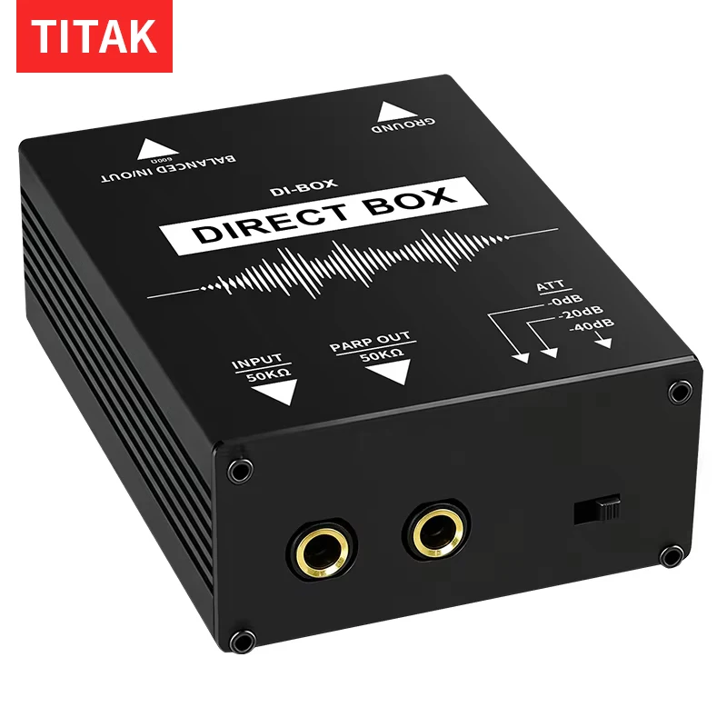 1-Channel Passive Direct Injection Box for Balanced & Unbalanced Audio Signal Conversion with XLR TRS Connectors