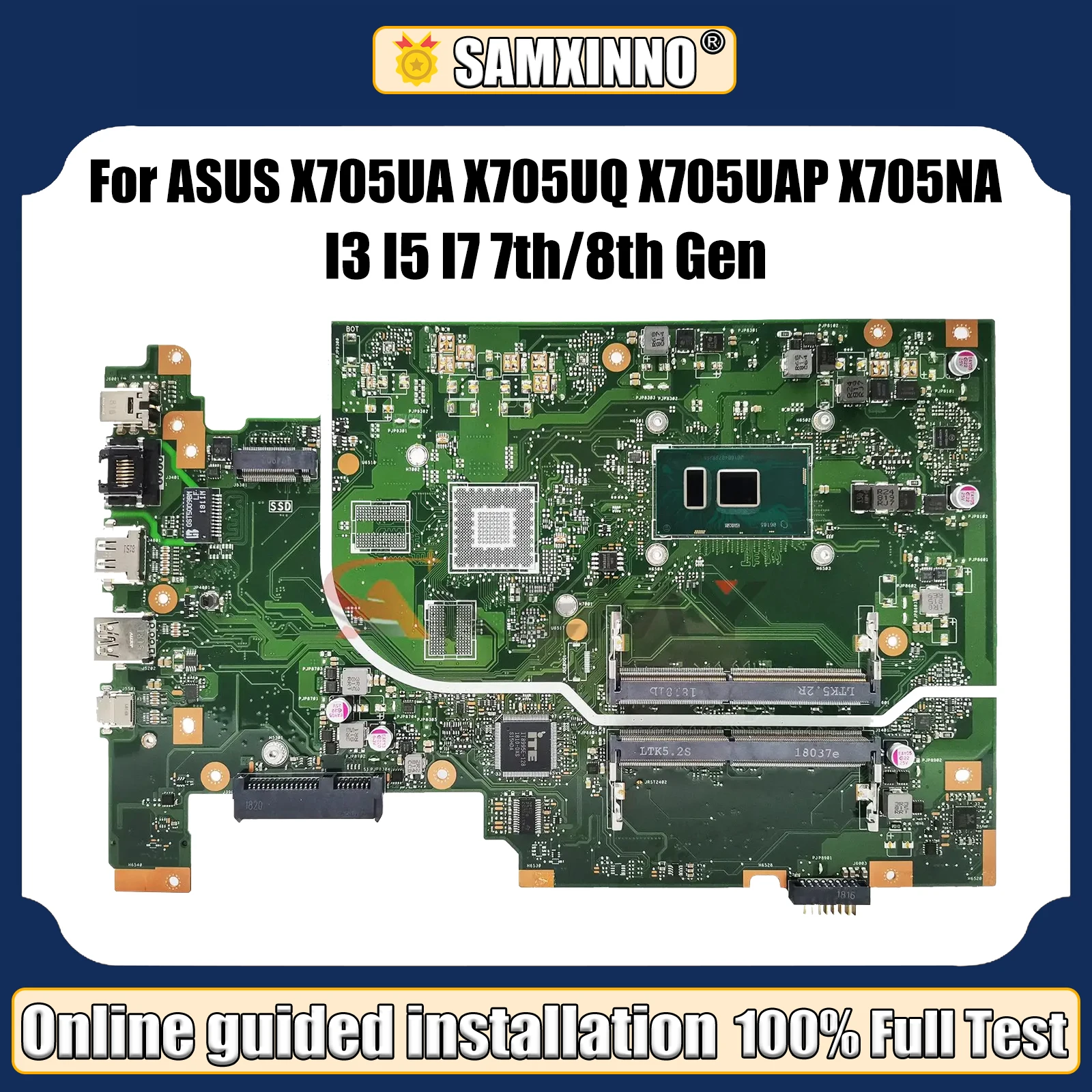 

LT Laptop X705UA Mainboard for ASUS X705UQ X705UAP X705UAR X705U X705NA Laptop Motherboard I3 I5 I7 6th Gen 7th Gen 8th Gen CPU