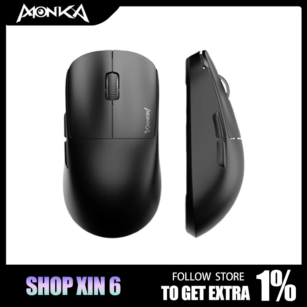 Monka M3 Mouse Tri Mode Bluetooth Wireless Paw3395 Ergonomics Esports Lightweight Gaming Mouse Pc Game Accessories Gamer Gifts