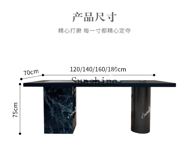 

Balcony household small tea table rock slab light luxury modern high-end design Italian minimalist solid wood FT