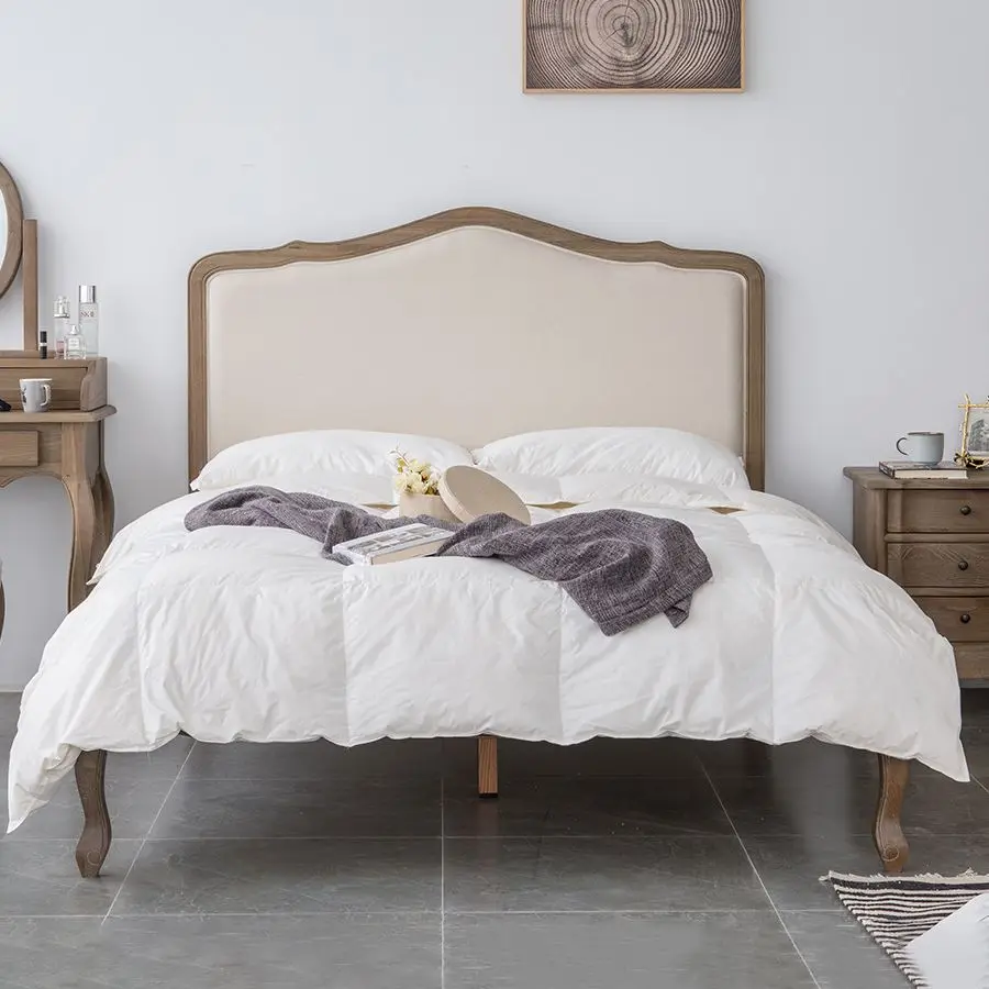 Oak solid wood frame three-proof cotton and linen flat soft bag single double bed