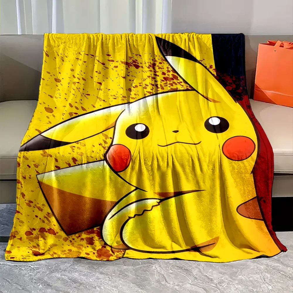 Anime Pokemen-Pikachu Flannel Blanket Cartoon Baby Girl Throw Soft Fluffy Blanket Plush Warm Home Sofa Decor Kid Boy Girl Gift