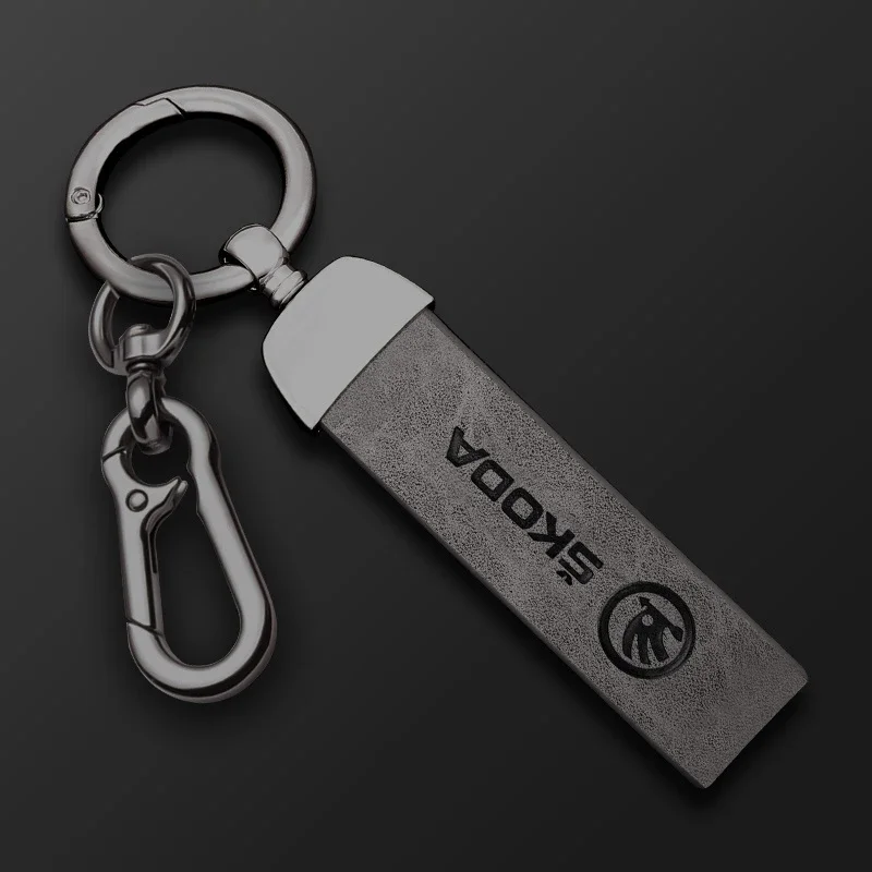 Porte-clés de voiture en cuir véritable pour hommes et femmes, accessoires cadeaux pour Skoda Octavia 2 A5 A7 Superb Rapid Yeti Kodiaq Fabia A7 2022