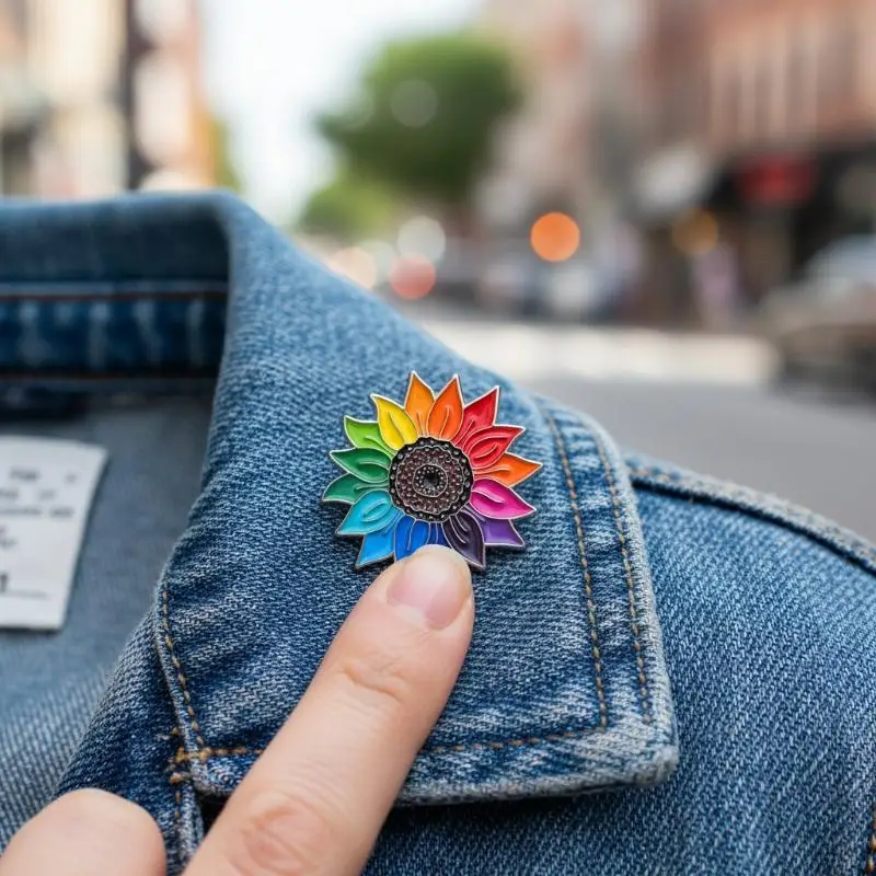 Rainbow Sunflower Enamel Pin Collar Lapel Badge Backpack Clothing Accessories Fashion Jewelry Gift For Party Daily Wear