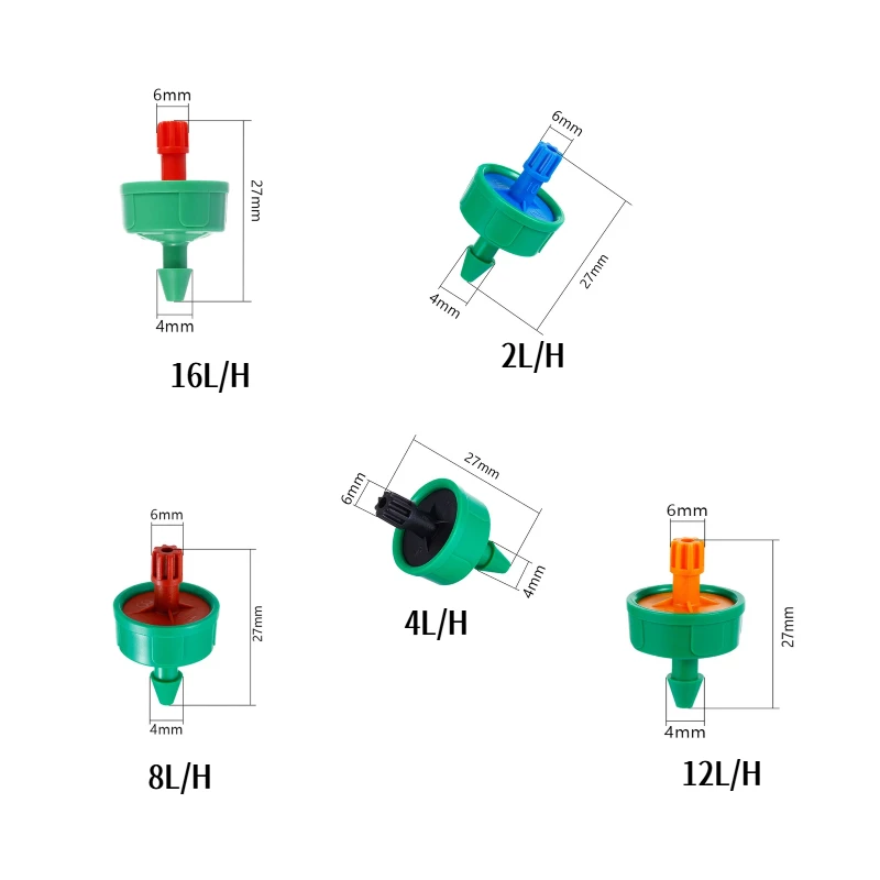 20Pcs 2/4/8/12/16L Pressure Stable Flow Lawn Automatic Compensating Dripper Flexible Drip Irrigation Regulator Garden Greenhouse
