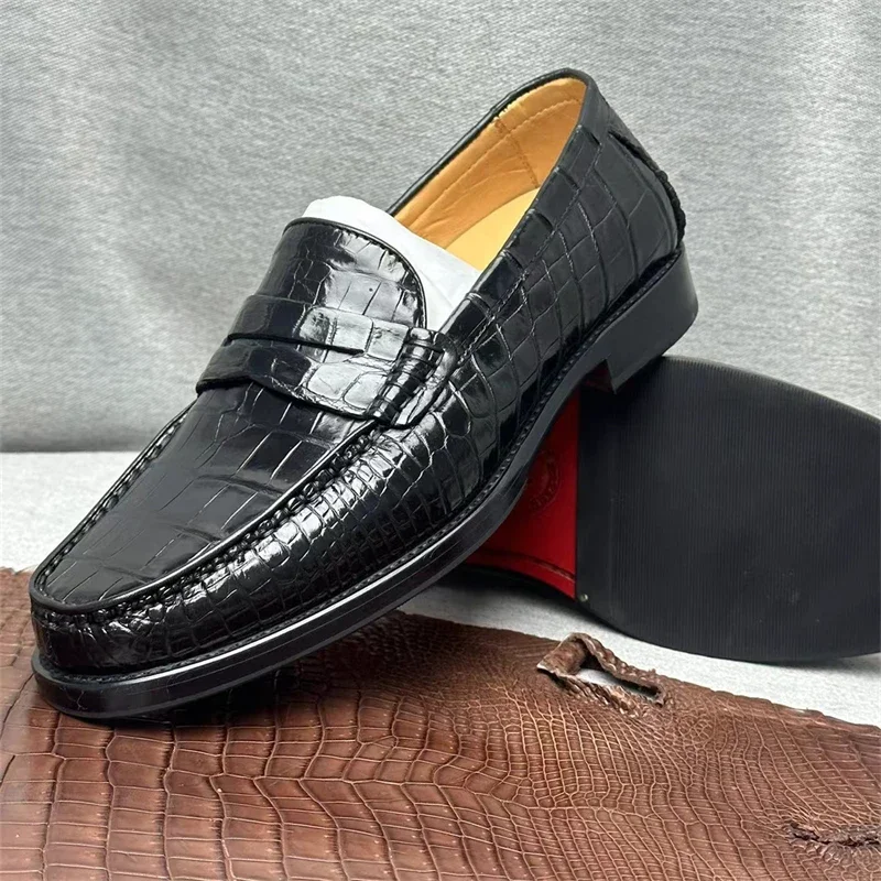 Latest Handmade Crocodile Genuine Leather shoes Loafers Casual Shoes Fashion Luxury Custom alligator shin Men's Dress Shoes