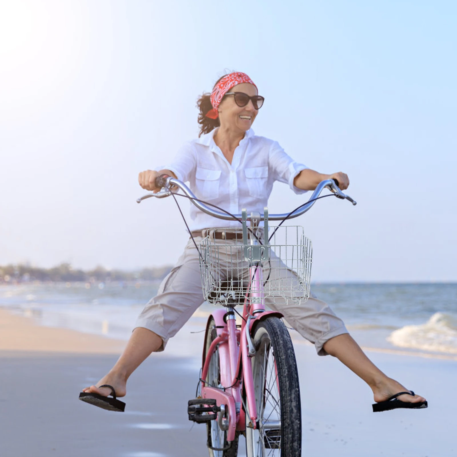 

Front Bike Basket Iron Metal Hanging Bicycle Basket Folding Cycling Storage Container For Mountain Bikes