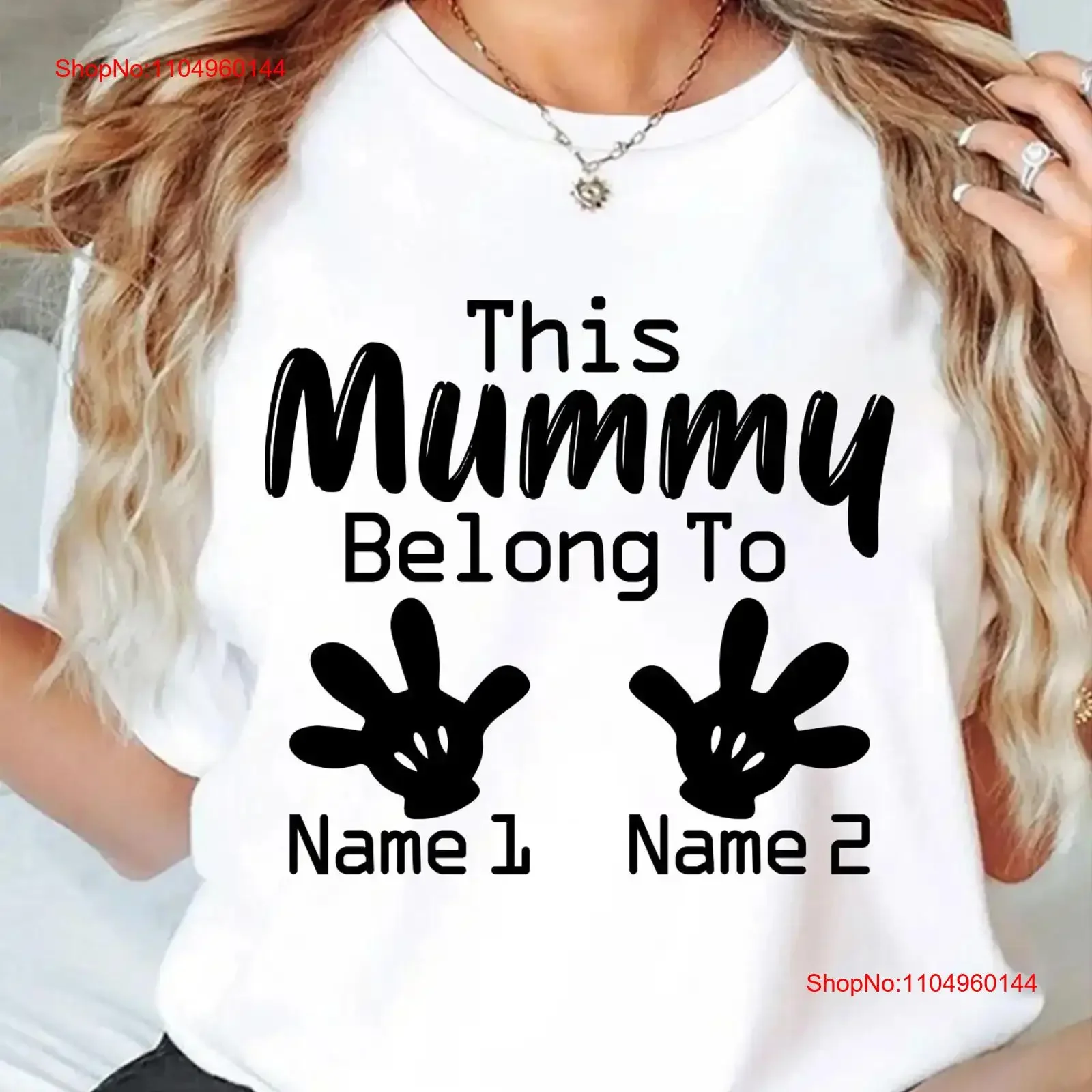 

Personalised names mother's day T Shirt This mummy belongs to Mom gift vintage Washed Versatile Unisex homme Slightly Stretched