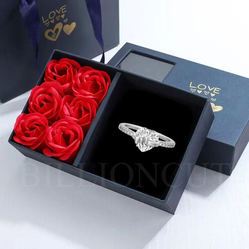 جديد S925 فضة فاخر ساطع خاتم رومانسية خاتم الخطوبة للنساء حساسة القلب القوس تصميم الحلو مجوهرات هدية #5