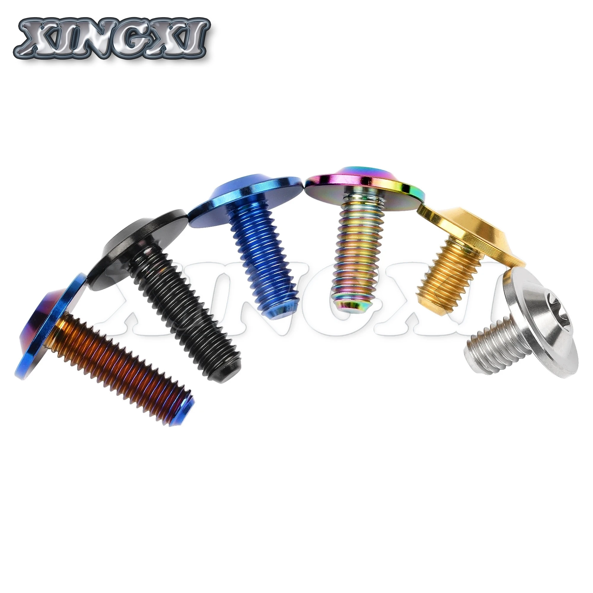 Xingxi 5PCS Titanium Ti Bolt M6X10 15 20mm Dish Torx Head Screw for Riding Shell Modification TC4 Bolts Accessories Fastener