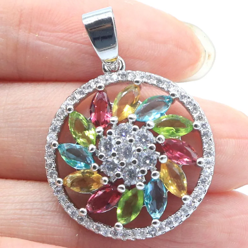 

Buy 5 Get 1 Free 32x23mm SheCrown Green Amethyst Rhodolite Garnet Citrine Peridot Aquamarine CZ Women Present Silver Pendant