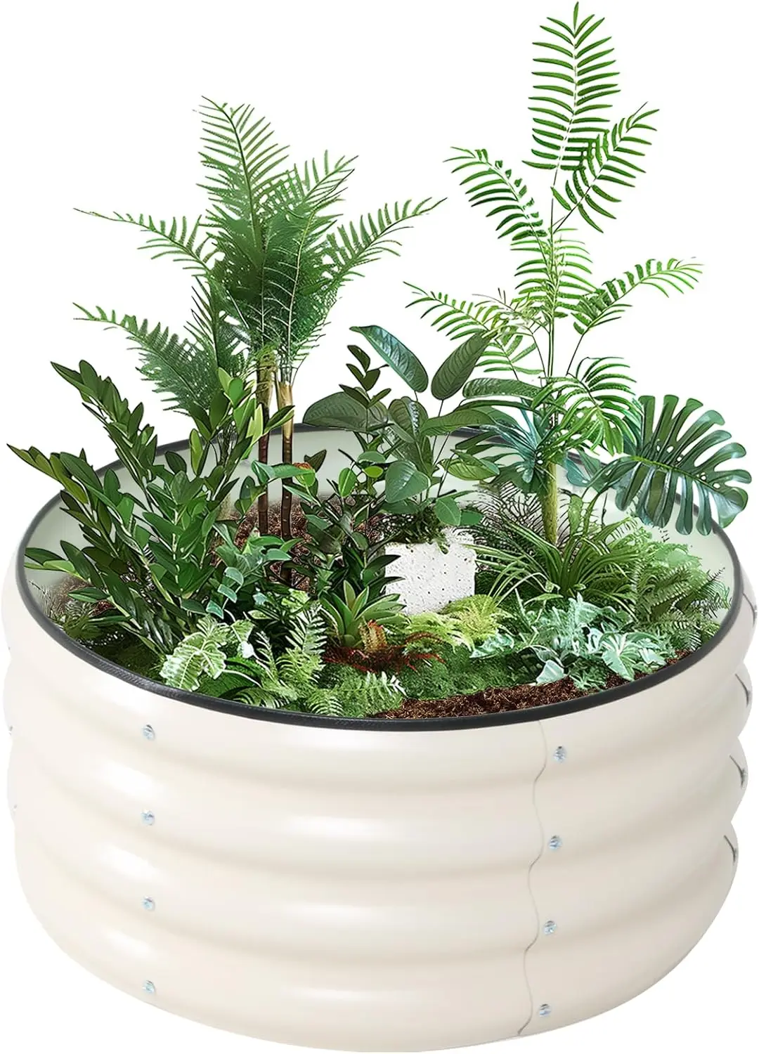 

Galvanized Raised Garden Bed Kit, Metal Planter Box for Outdoor Backyard Gardening and Vegetable Planting (23.6" Dia x 11.8")