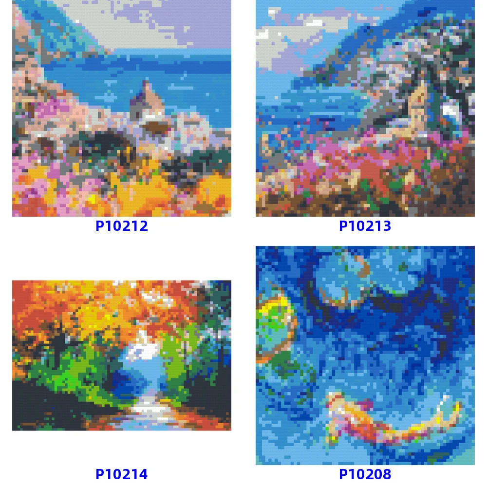 Décennie s de Construction à Faire Soi-Même, Peinture de Plusieurs Paysages Naturels, Vue Pixel Art, Mosaïque, Photo Personnalisée, Décoration de Maison, Cadeau pour Enfant et Adulte