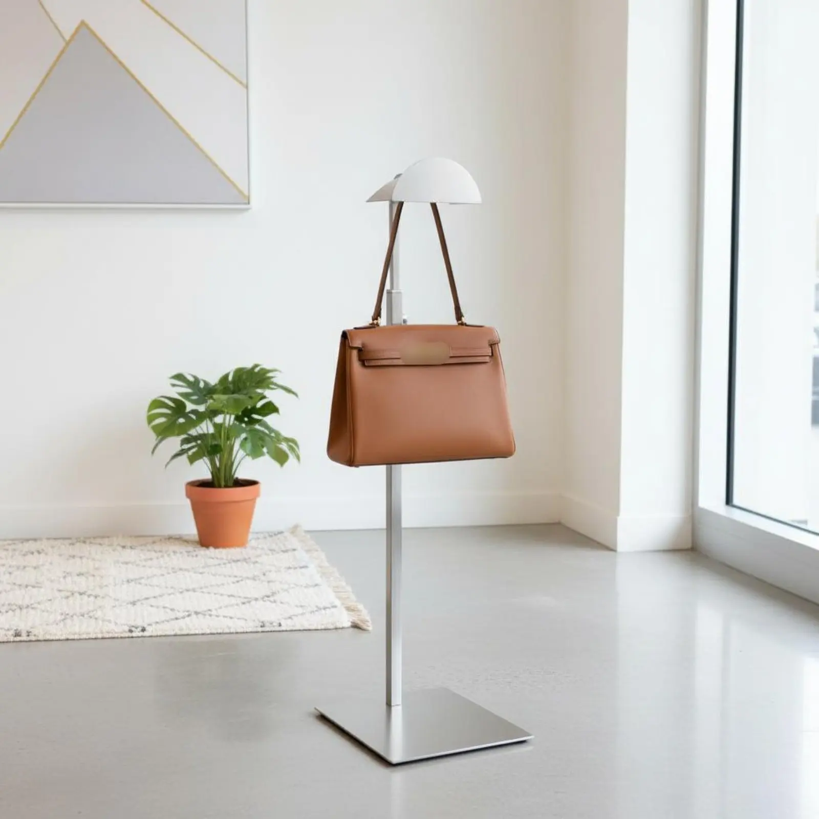 

Stainless Steel Handbag Rack Sturdy Duty Metal Bag Holder Metal Handbag Holder Stable Base Countertop Purse Display Versatile