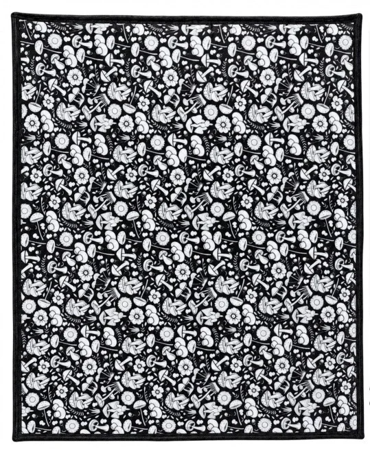 Black White Doodle Cat Throw Blanket Rainbow Donut Floral Line Print Fleece Cozy Blanket For Room Decoration