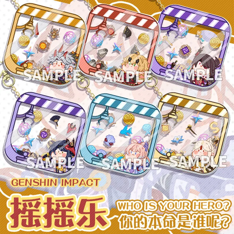 Anime Genshin Impact Kujo Sara THOMA Bennett Yae Miko Acrylic Keychain Shake Pendant Cartoon Keyring Cosplay