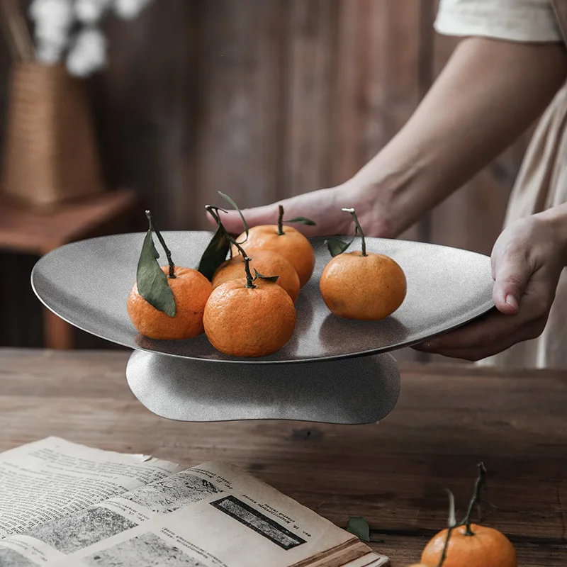 

Nordic 304 Stainless Steel Fruit Bowl Large Snack Plate Creative Serving Tray Modern Platter Living Room Home Decoration
