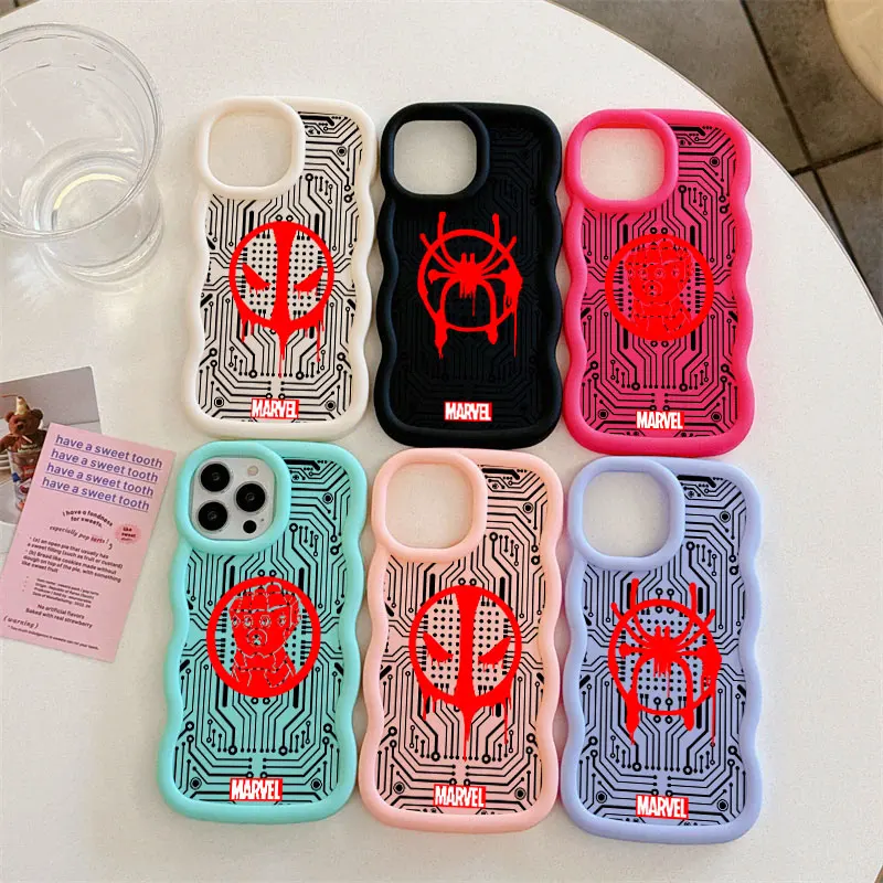 

Marvel Deadpool Spider-Man Miles Morales Candy Color Phone Case For iPhone 17 16 15 14 Plus 11 Pro Max 13 12 17Air 17E 16E Cover